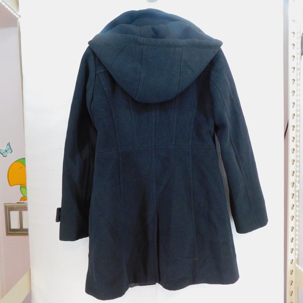Michael Kors Women Black Trench Coat Wool Blend Jacket Removal Hood Jacket Small - Picture 8 of 12